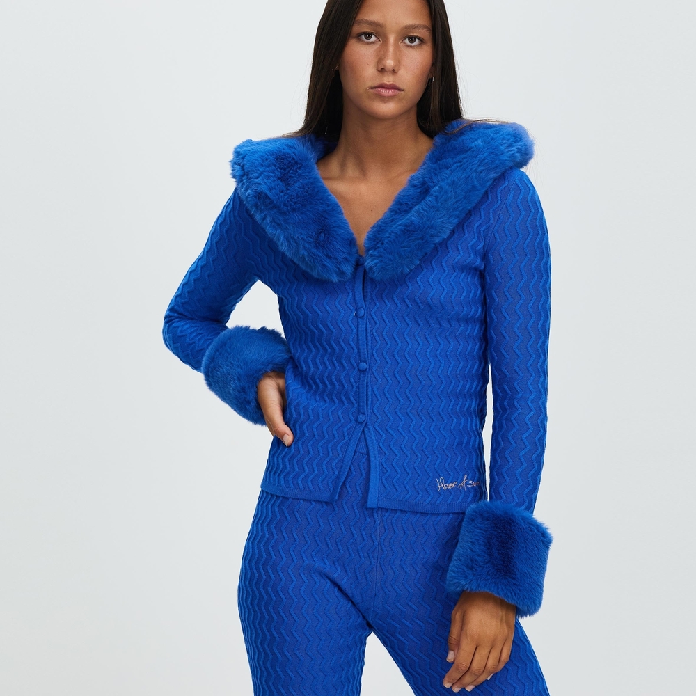 House of Sunny Vibrant Blue Teddy Jacket And Pants Set